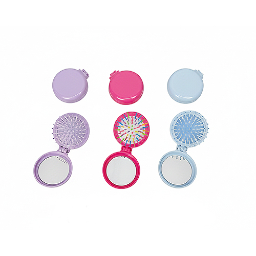 Compact Mirror with Hairbrush