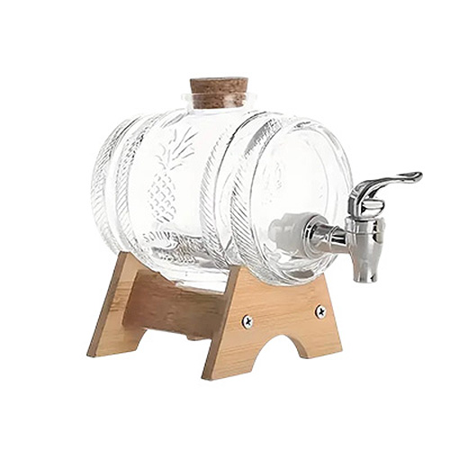 GLASS JUG WITH WOODEN STAND