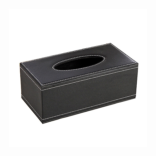 Leather Tissue Box Black