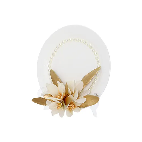 Artificial Flower Decor With Acrylic Stand (Off-white)