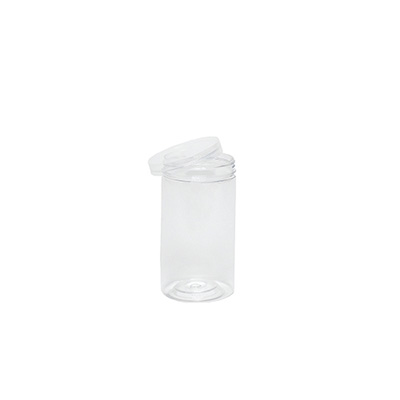 A transparent plastic container