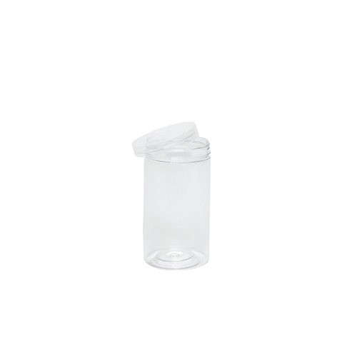 A transparent plastic container